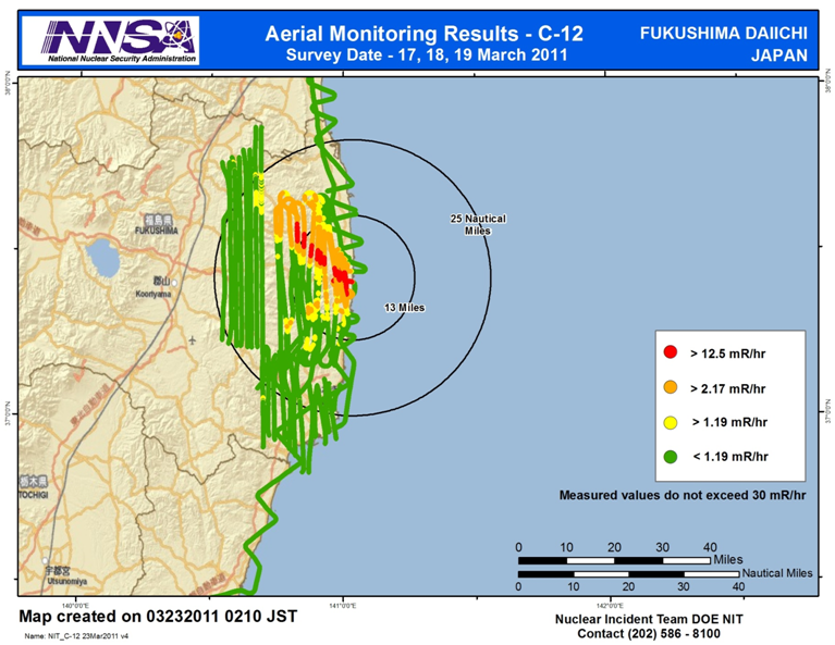 Niveles de radiación en Fukushima